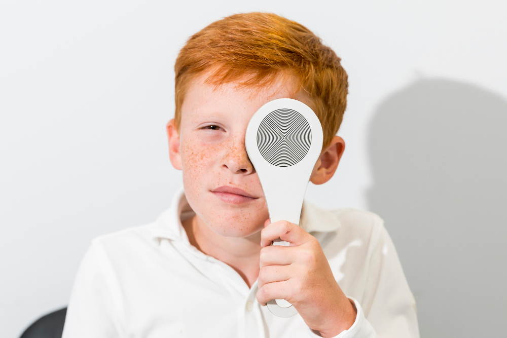 portrait-boy-covered-eye-with-occluder-optics-clinic