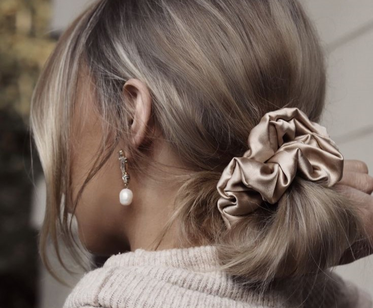 Nice Cream London Golden Beige Silk Hair Tie Scrunchie