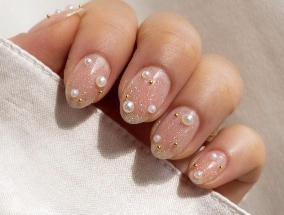 40 Best Wedding Nails 2022 _ Caviar Beads + Pearls