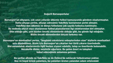 Bursaspor: “Satılacak futbolcumuz yok"